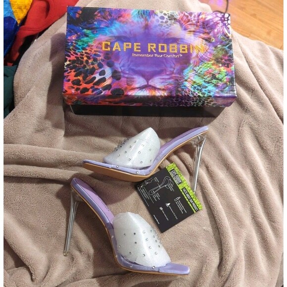 Cape Robbin Purple Brisa Studded Clear Band Heeled Sandals Y2K  NIB 8.5 Eclectic - Picture 4 of 9